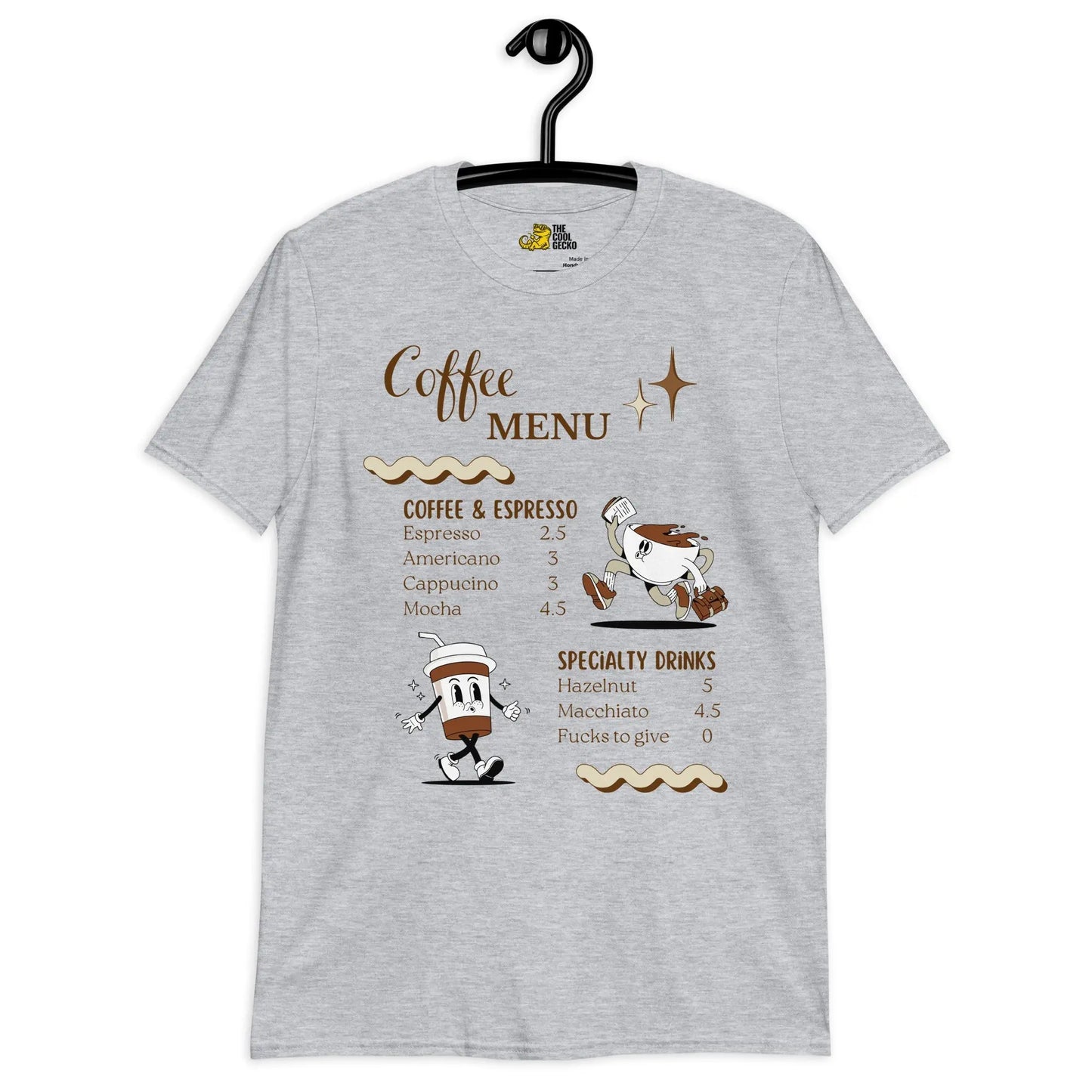 Coffee Menu Cartoon Tee - The Cool Gecko