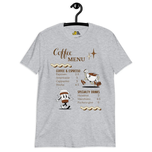 Coffee Menu Cartoon Tee - The Cool Gecko